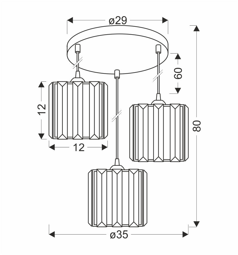 GLASSIA lampa wisząca talerz czarny 3x40 E27 klosz czarny+kryształy bezbarwne