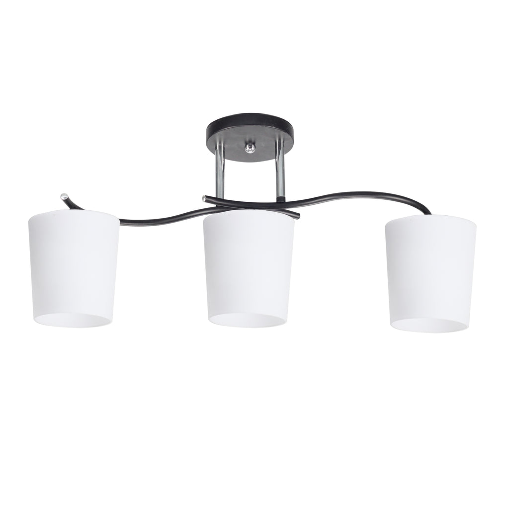 ESNYR lampa sufitowa chromowy+czarny 3x40 E27 klosz biały