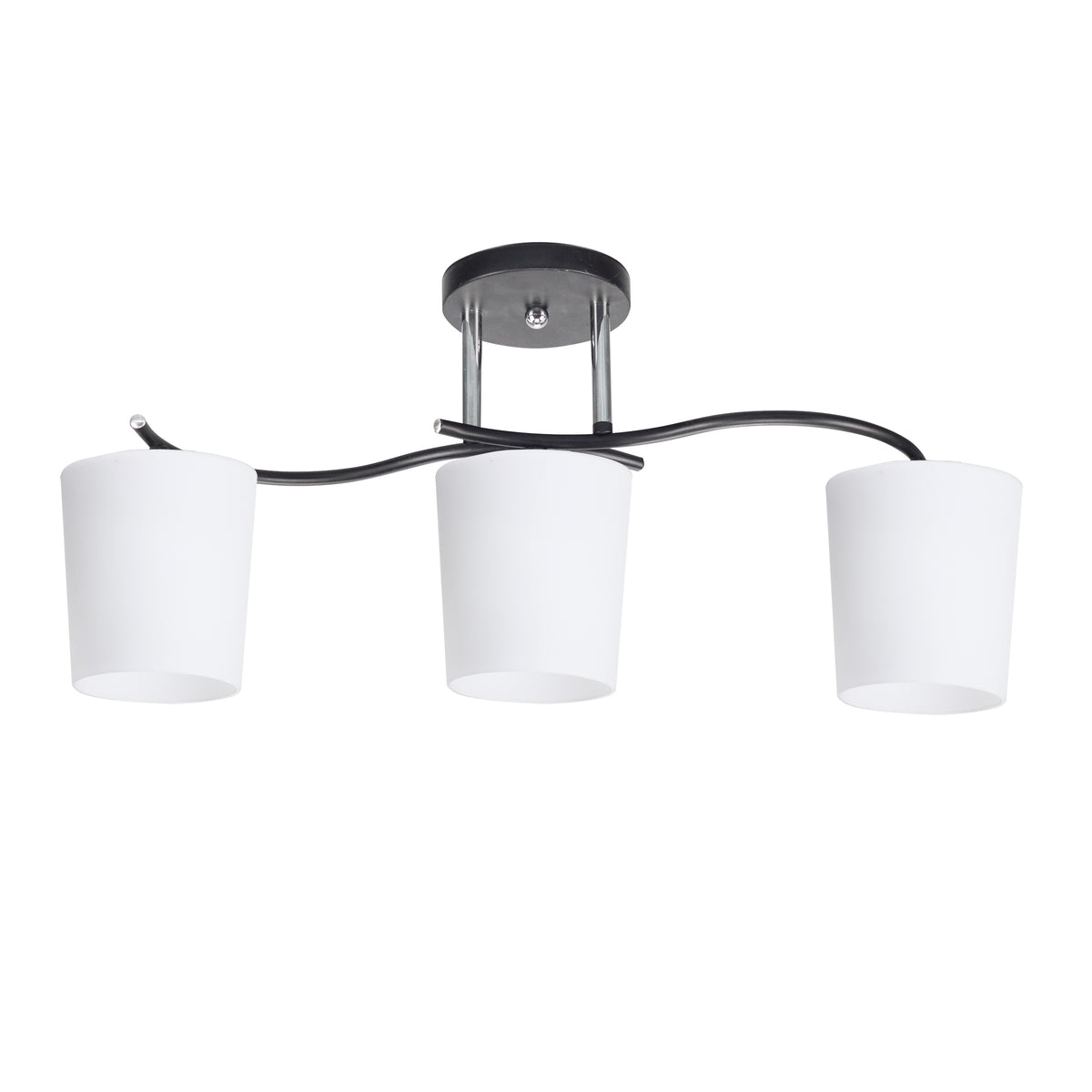 ESNYR lampa sufitowa chromowy+czarny 3x40 E27 klosz biały
