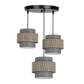 LUCCIA lampa wisząca czarny talerz 3x40W E27 abażur beżowy+grafitowy
