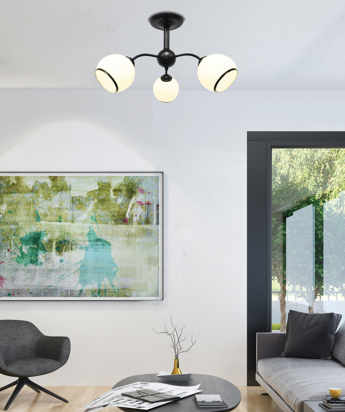 MARINEN lampa wisząca czarny 3x40W E27 klosz biały z obwódką