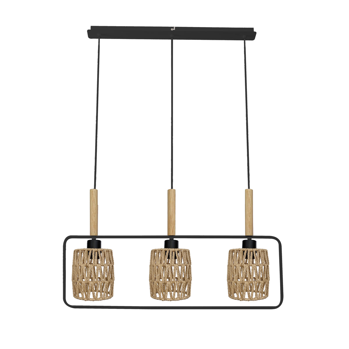 CROWN lampa wisząca czarny 3x40W E27 abażur beżowy