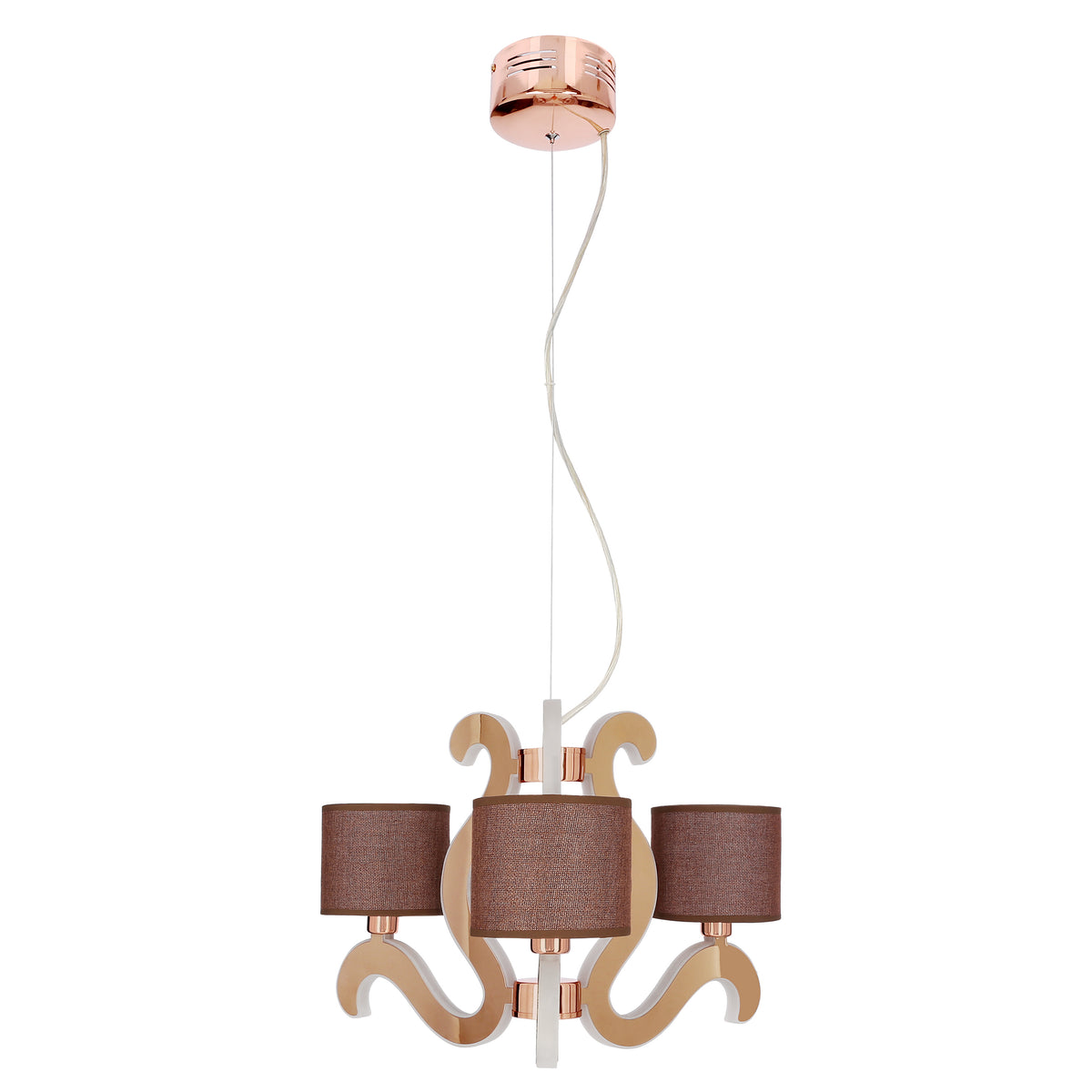 AMBROSIA 3 lampa wisząca 3x40W E14 + 18,4W LED miedziany