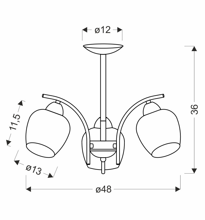MERRA lampa wiszaca czarny 3x40W E27 klosz bursztynowy