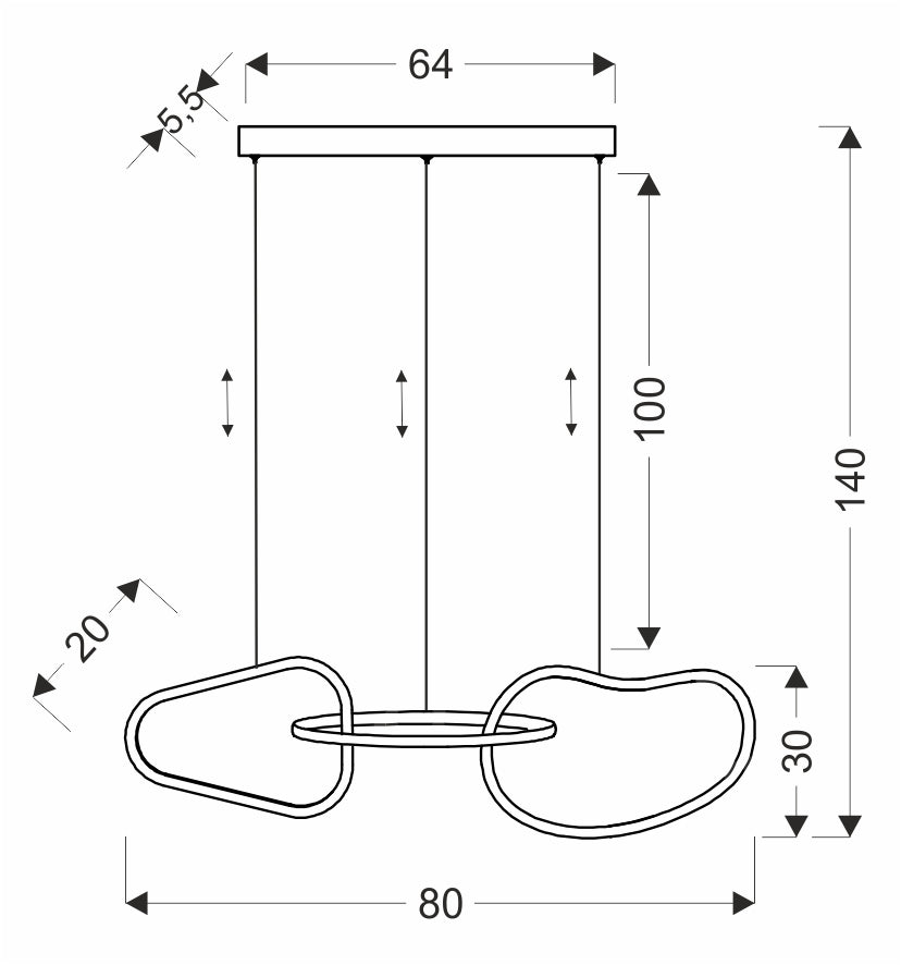 Lampa wisząca ANNELI elegancka – złota nieregularna forma 125 cm – designerska lampa salonu i jadalni LED 3000K
