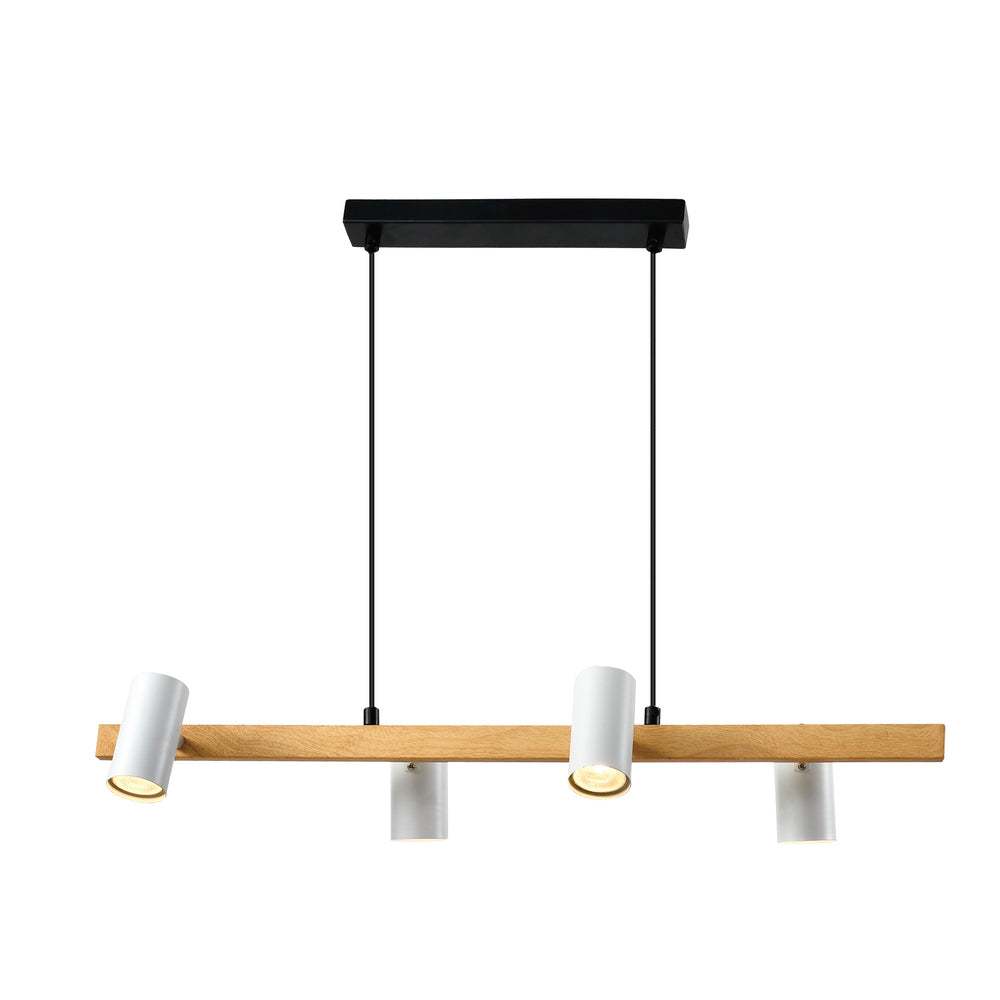Xilo lampa sufitowa czarny+drewniany 4x25W GU10 klosz biały