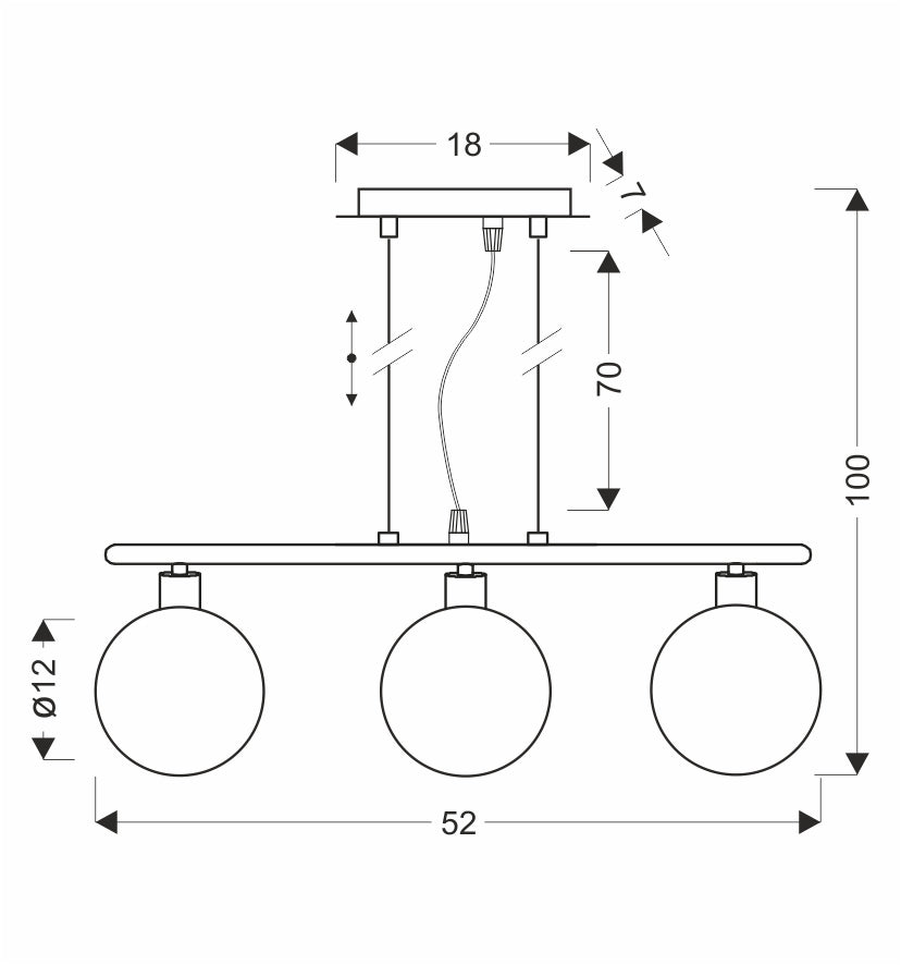 SOMUL lampa wisząca 3x20W G9 chrom klosze szklane 12 cm grafitowe nowoczesna elegancka oprawa oświetleniowa salon jadalnia kuchnia