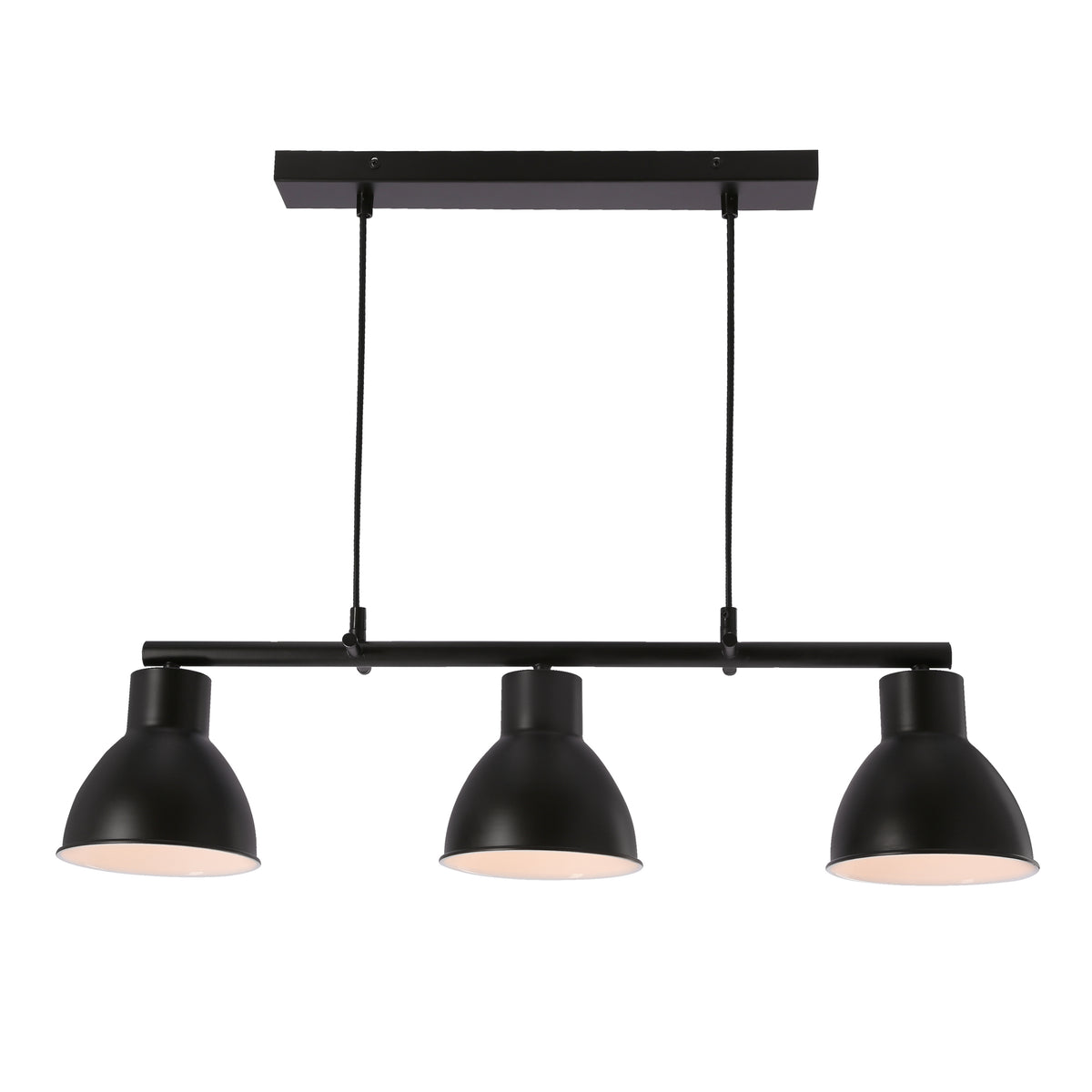 Lampa wisząca INEZZ 3x60W E27 czarna, nowoczesna oprawa sufitowa z trzema kloszami do salonu, jadalni lub kuchni, styl loft i industrial