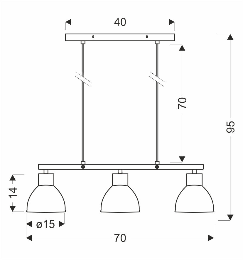 Lampa wisząca INEZZ 3x60W E27 czarna, nowoczesna oprawa sufitowa z trzema kloszami do salonu, jadalni lub kuchni, styl loft i industrial
