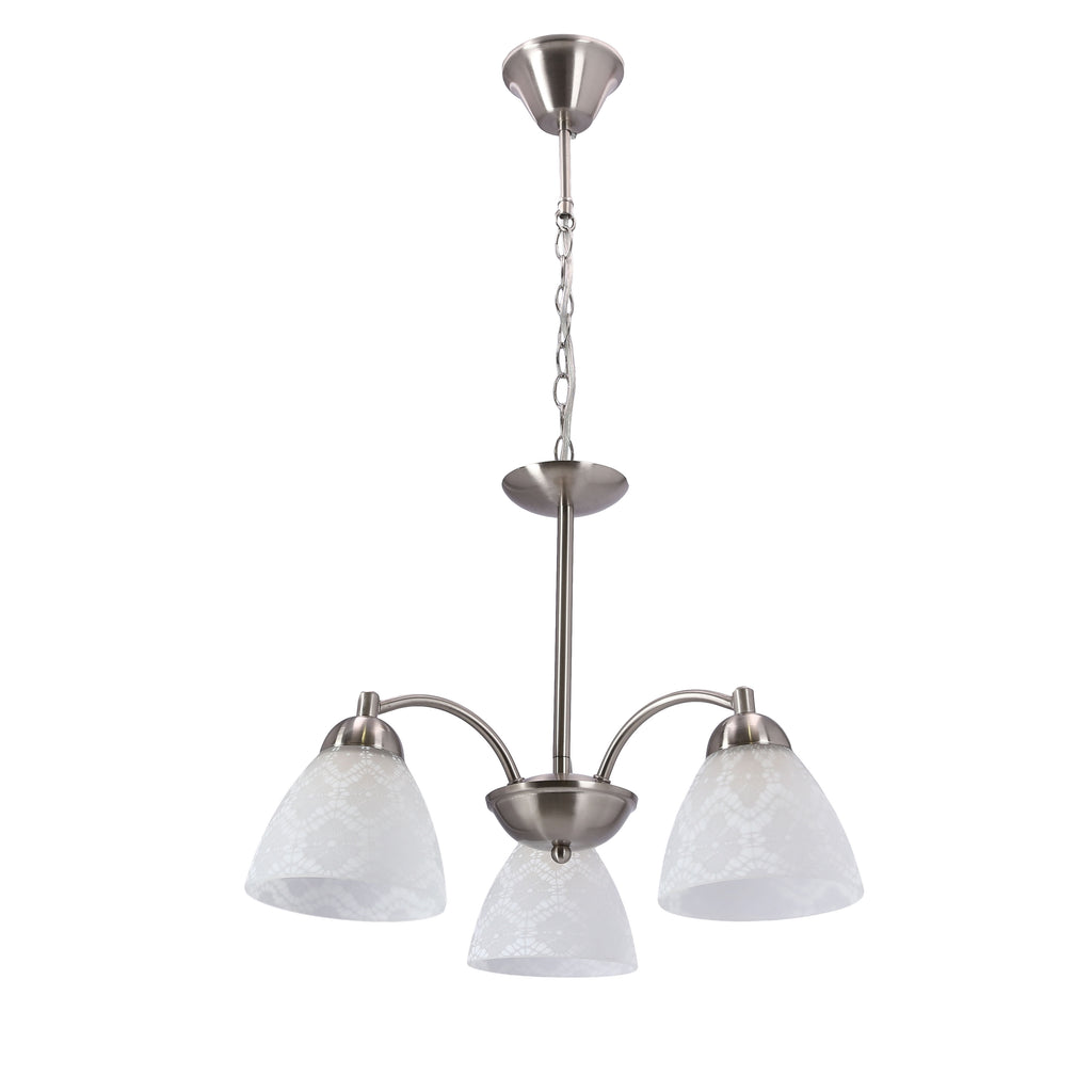 Lampa wisząca CAVALLO srebrna 3x60W E27 klasyczna oprawa sufitowa do salonu jadalni sypialni