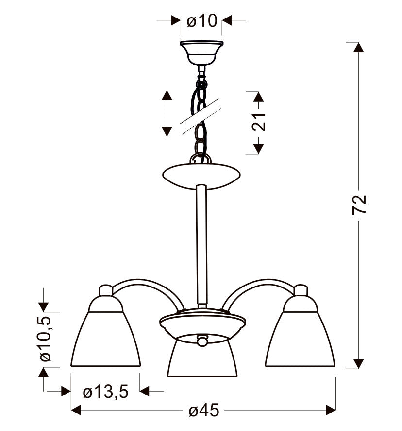 Lampa wisząca CAVALLO srebrna 3x60W E27 klasyczna oprawa sufitowa do salonu jadalni sypialni