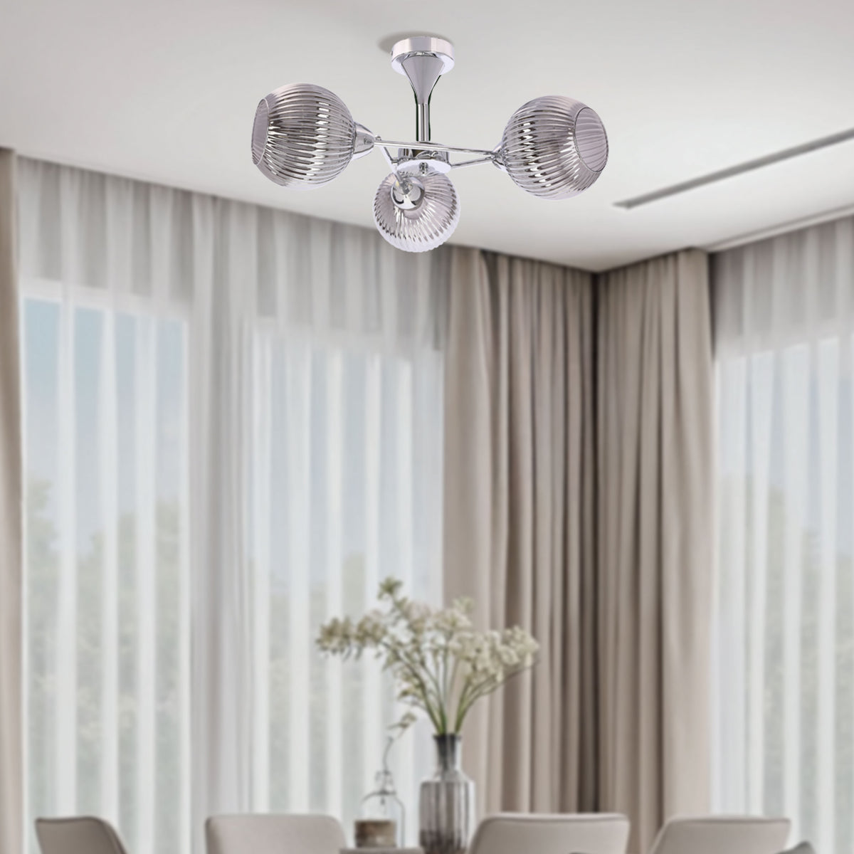 Lampa wisząca CESAR srebrna 3x40W E27 nowoczesna elegancja do salonu jadalni sypialni