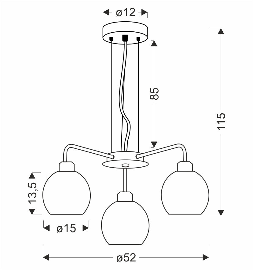 VERTON lampa wisząca chromowy 3x40W E27 klosz chromowy