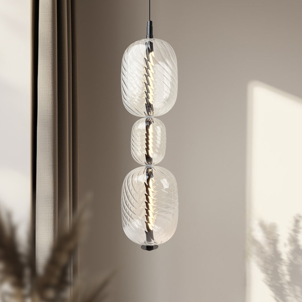 PLAYA lampa wisząca czarny 12W LED 3000K klosz bezbarwny