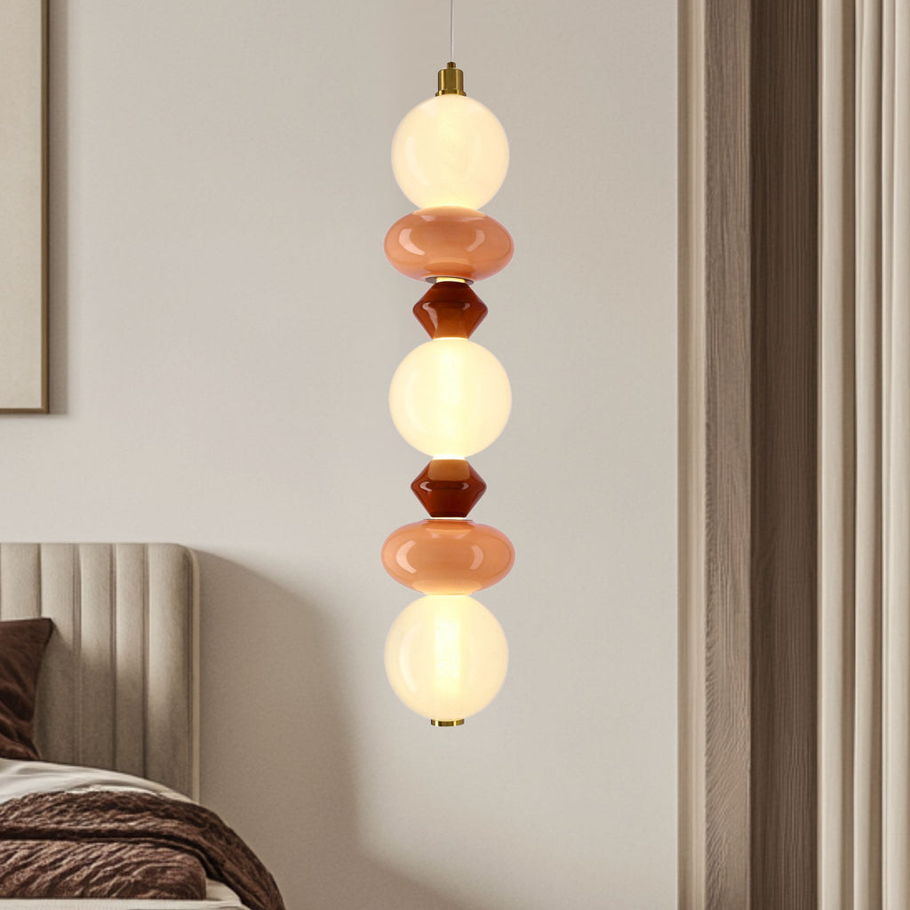FLORES lampa wisząca mosiężny+brązowy+pomarańczowy 20W LED 3000K klosz biały