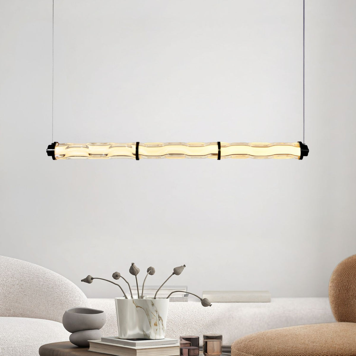 CORTE lampa wisząca pozioma czarny matowy 25W LED 3000K klosz bezbarwny