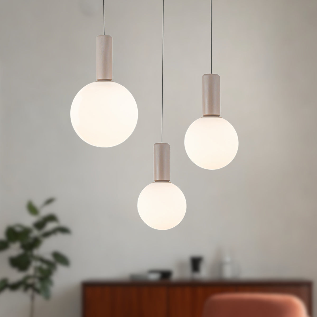 TESTA lampa wisząca talerz beżowa 3x10W G9 klosz biały