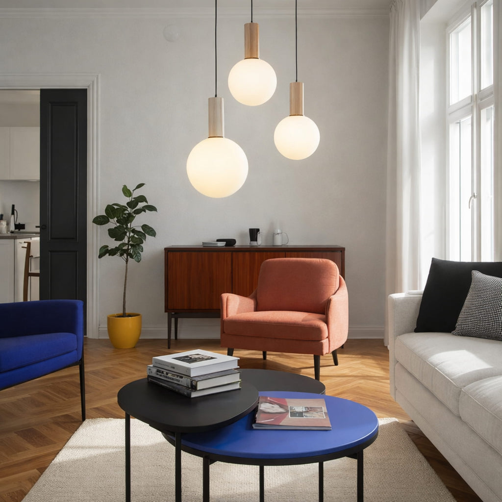 TESTA lampa wisząca talerz beżowa 3x10W G9 klosz biały