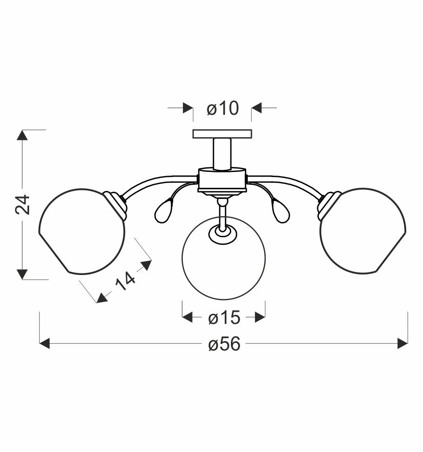 PINSA lampa sufitowa chromowy 3x40W E27 klosz grafitowy