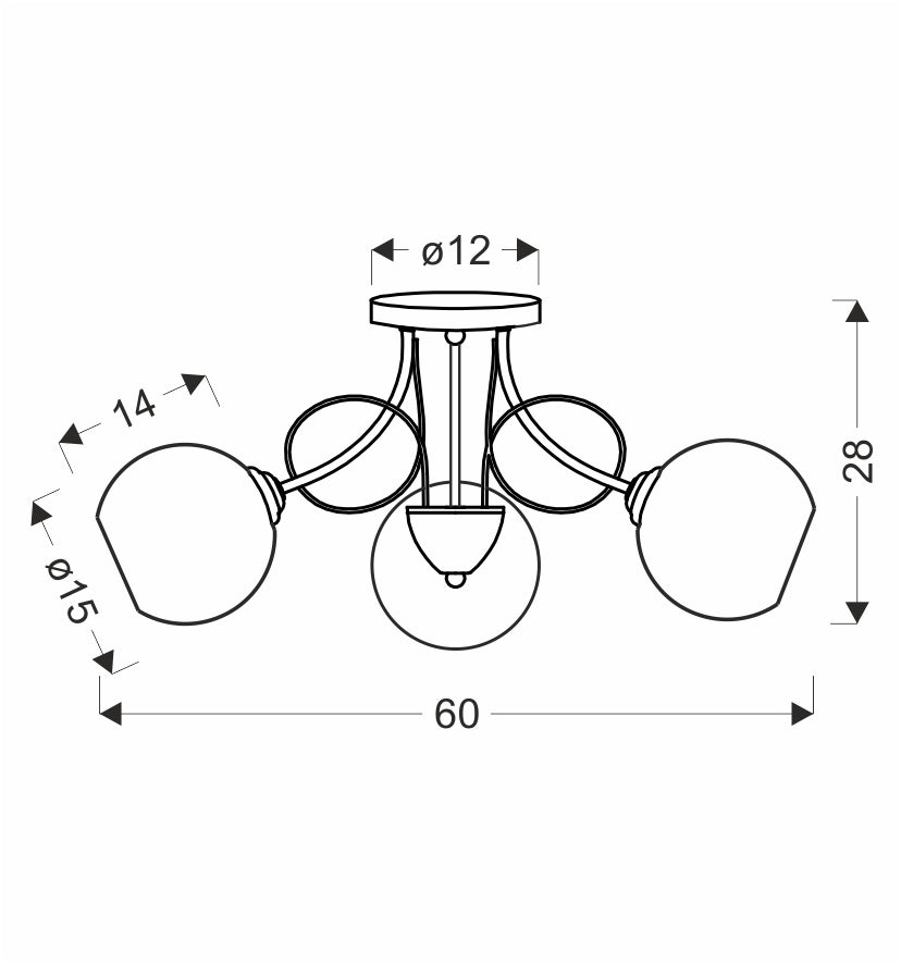 TARTINE lampa sufitowa chromowy 3x40W E27 klosz biały