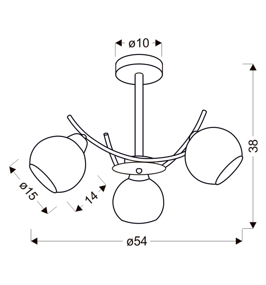 LUNORE lampa wisząca złoty 3x40W E27 klosz bursztynowy
