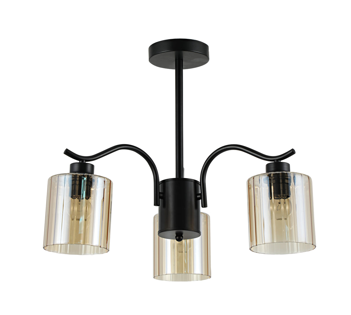 VISTO lampa wisząca czarny 3x40W E27 klosz bursztynowy