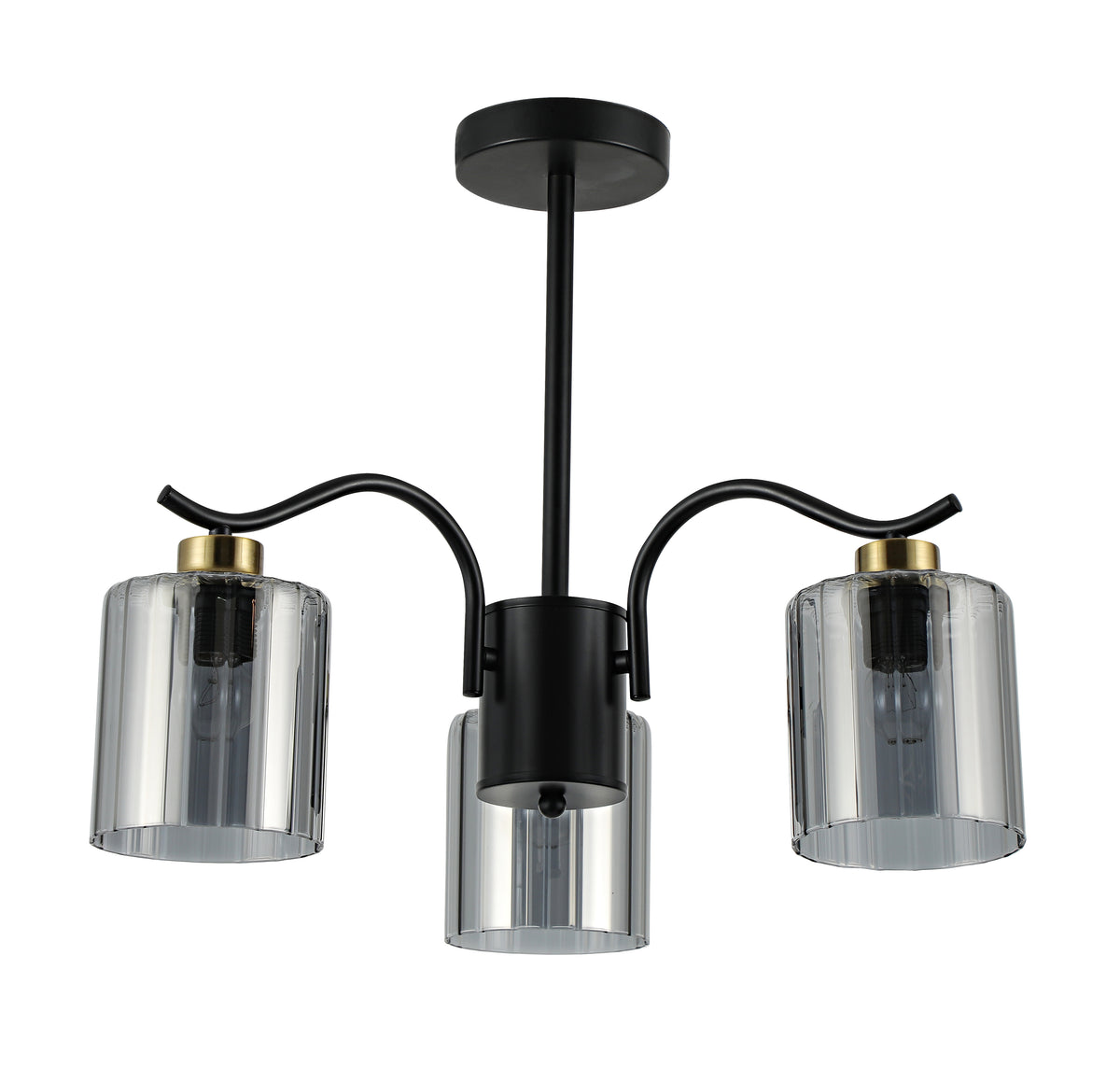 VISTO lampa wisząca czarny 3x40W E27 klosz dymiony