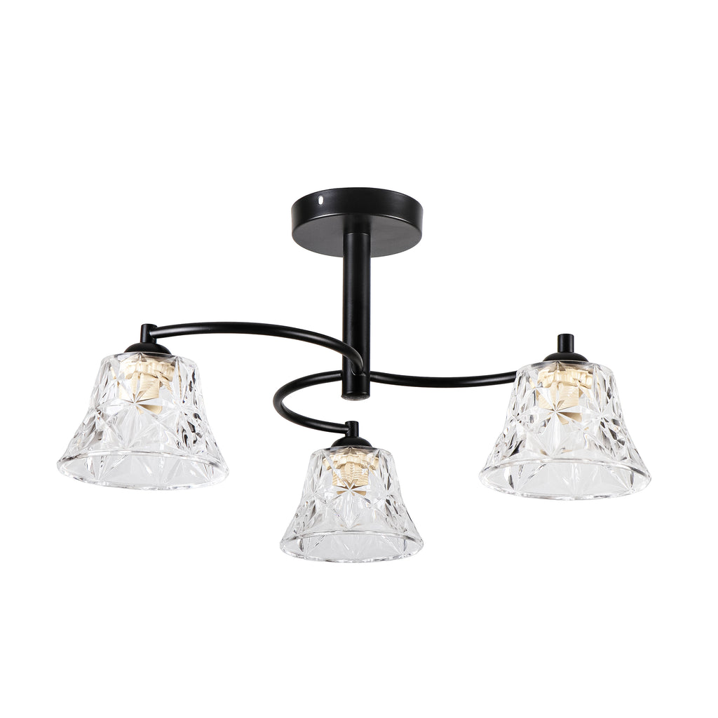 SUDAN lampa wisząca czarny 3x40W E27 klosz bezbarwny