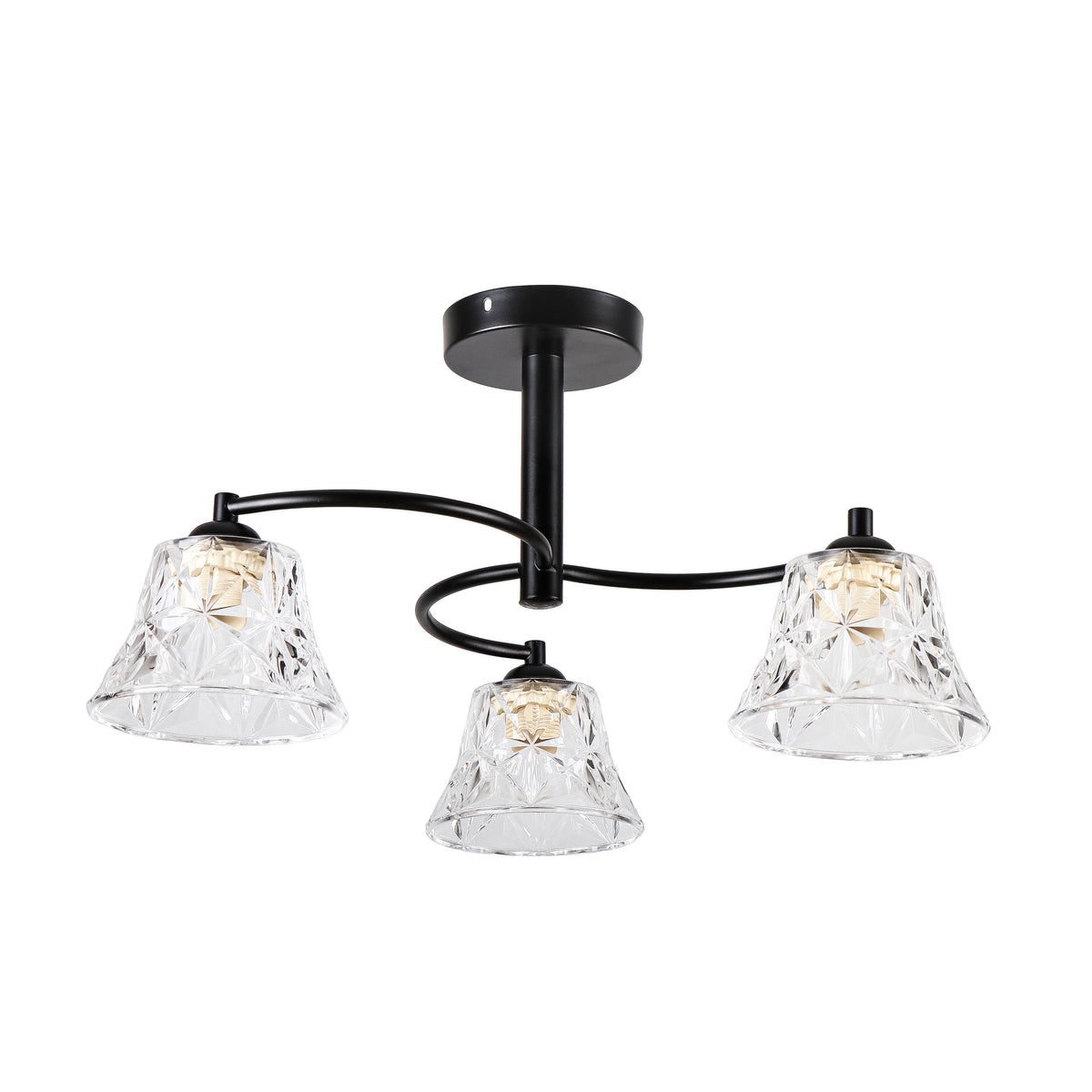 SUDAN lampa wisząca czarny 3x40W E27 klosz bezbarwny