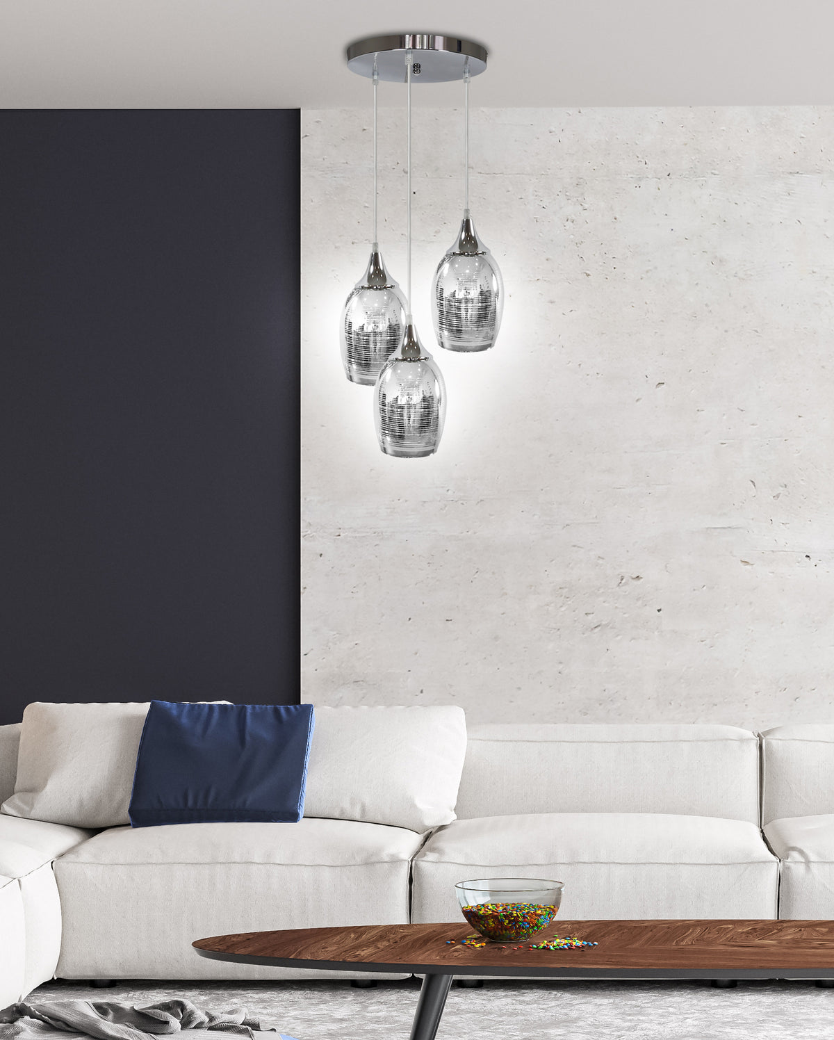 MARINA lampa wisząca talerz 3x60W E27 chrom
