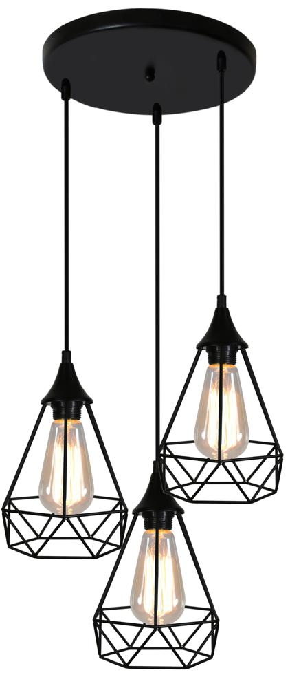 GRAF lampa wisząca talerz 3x60W E27 czarny
