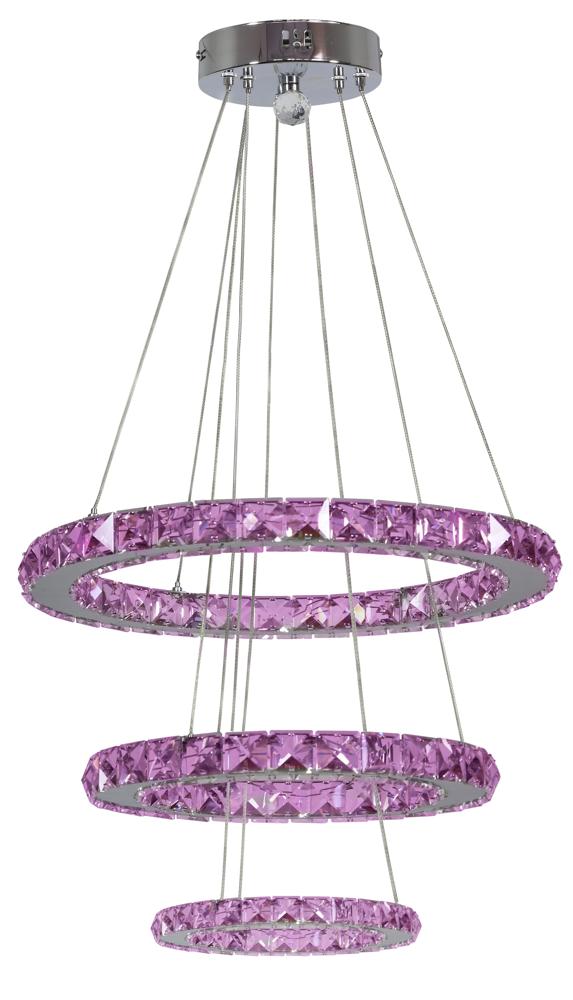 LORDS lampa wisząca 50 okrągły potrójny 48W LED rgb chrom z pilotem