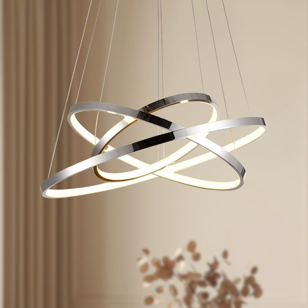 LUNE lampa wisząca 50 okrągły potrójny 60W LED 4000k chrom