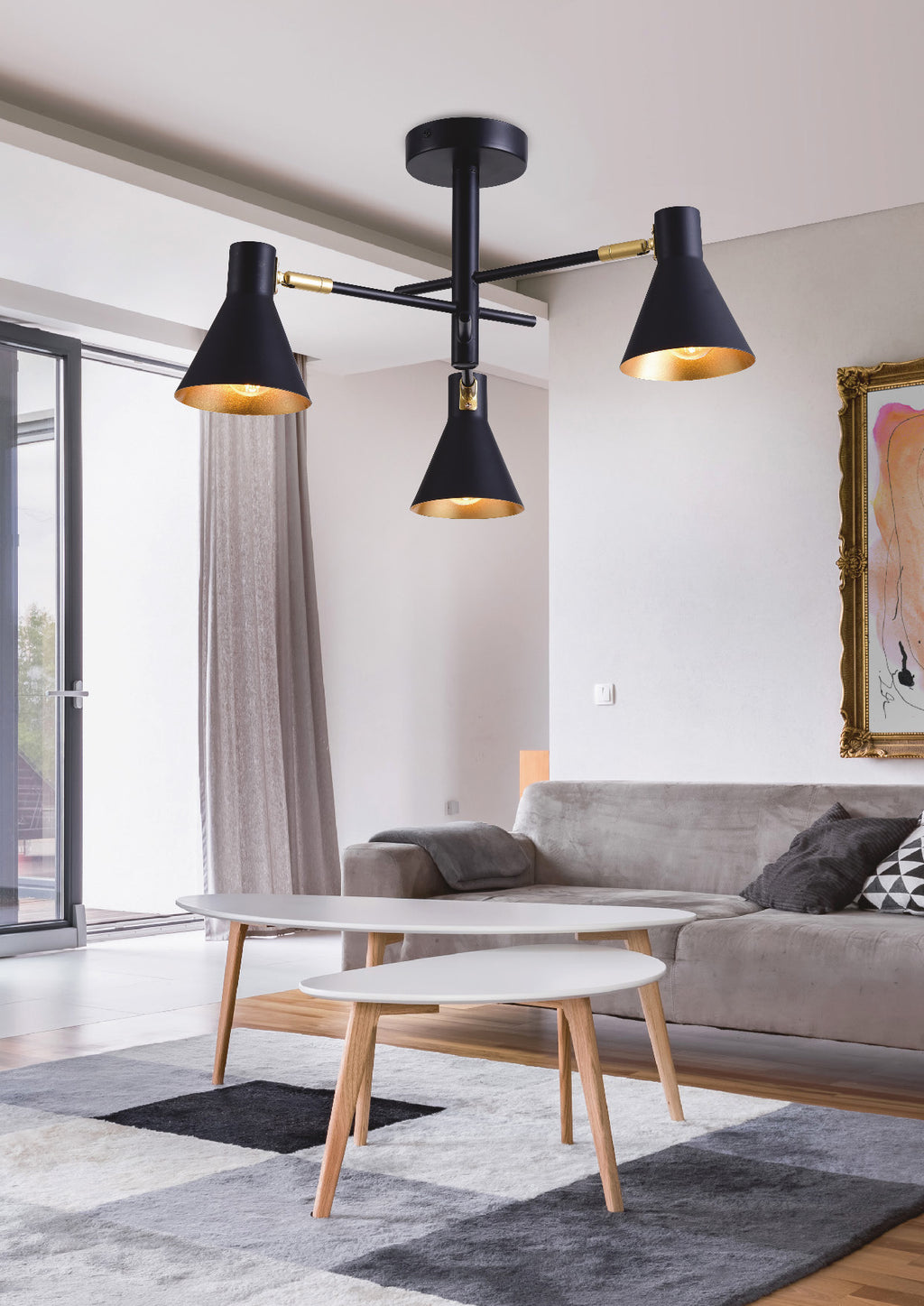 LESS lampa wisząca 3x40W E14 czarny matowy