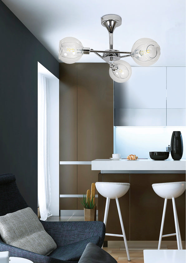 OZZO lampa wisząca 3x40W E14 chrom klosz bezbarwny