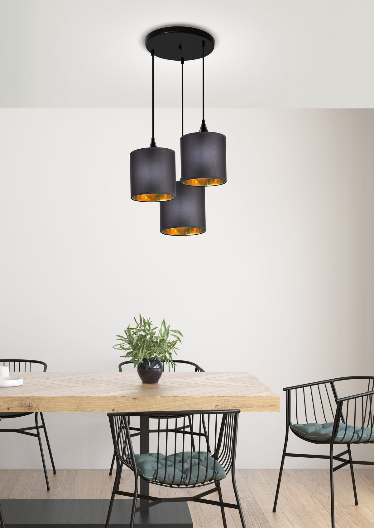 LONG lampa wisząca talerz 3x40W E14 czarny
