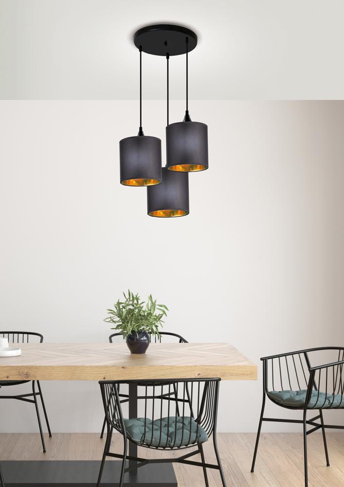 LONG lampa wisząca talerz 3x40W E14 czarny