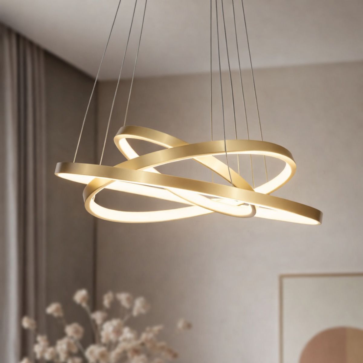 LUNE lampa wisząca 50+40+30 złoty 60W LED 4000k