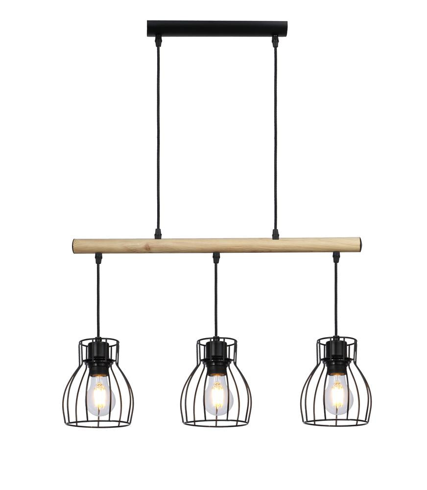 BERNITA lampa wisząca 3x60W E27 czarny