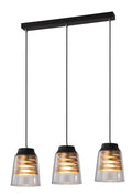 FRESNO lampa wisząca czarny 3x60W E27 klosz bezbarwny