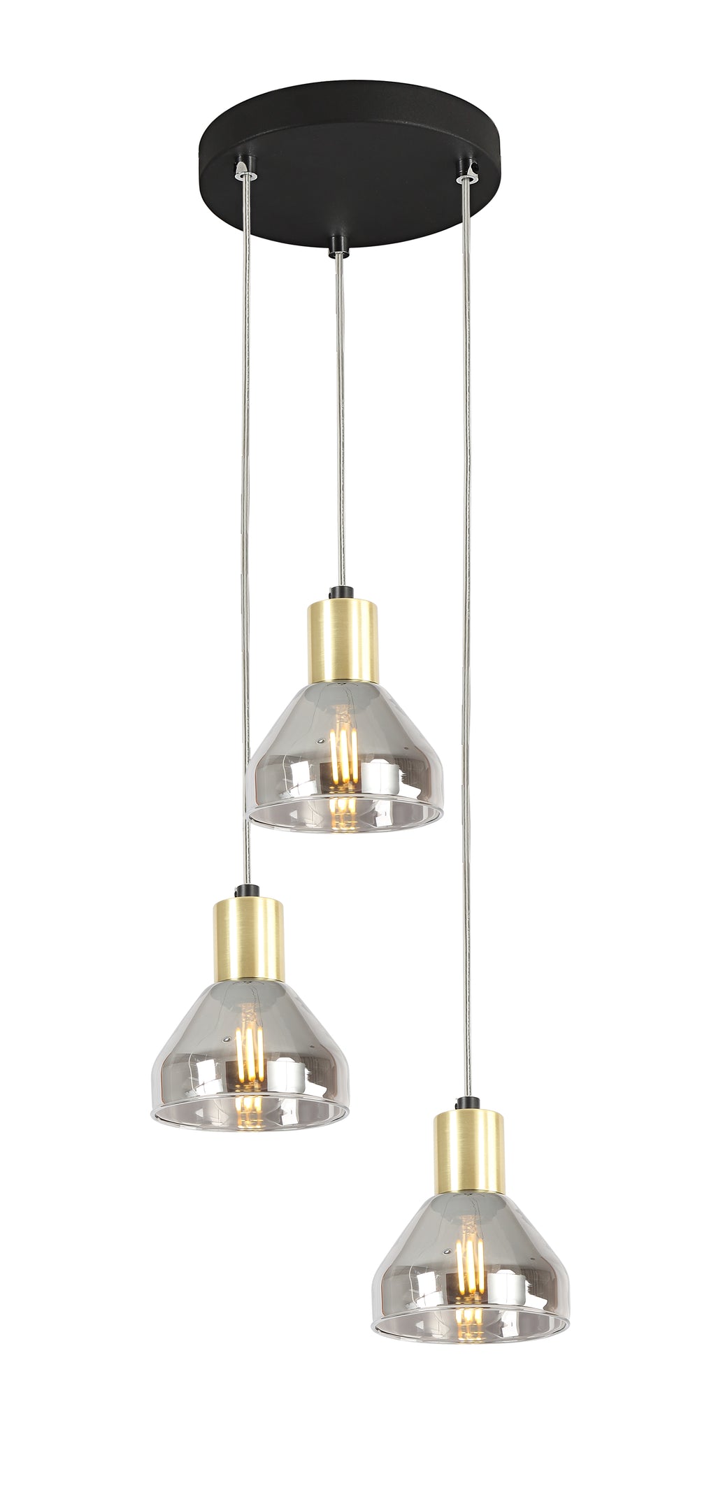lampa wisząca gregory talerz czarny brąz 3x40W E14 klosz dymiony