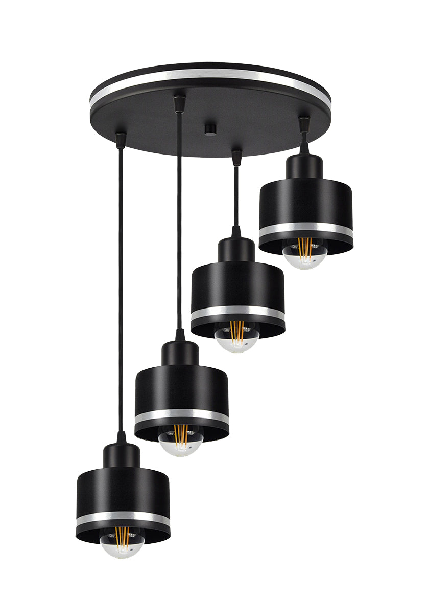 Wama lampa wisząca czarny 4x40W E27 klosz czarny+srebrny