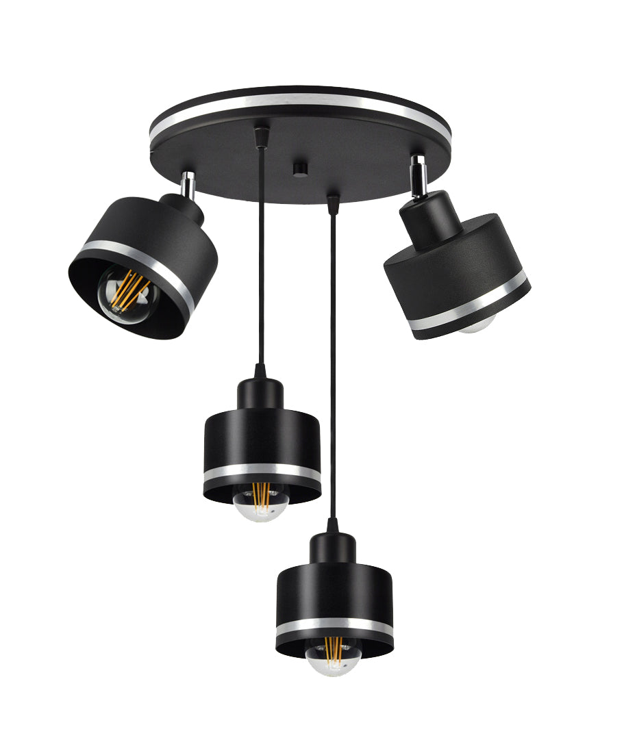 Wama lampa wisząca czarny talerz 4x40W E27 klosz czarny+srebrny