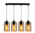 Bistro lampa wisząca czarny 4x40W E27 klosz brązowy
