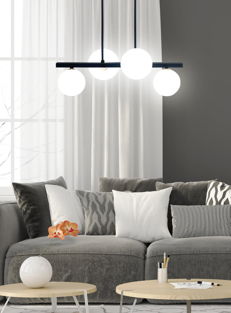 Kama lampa wisząca czarny+złoty 4x28W G9 klosz biały