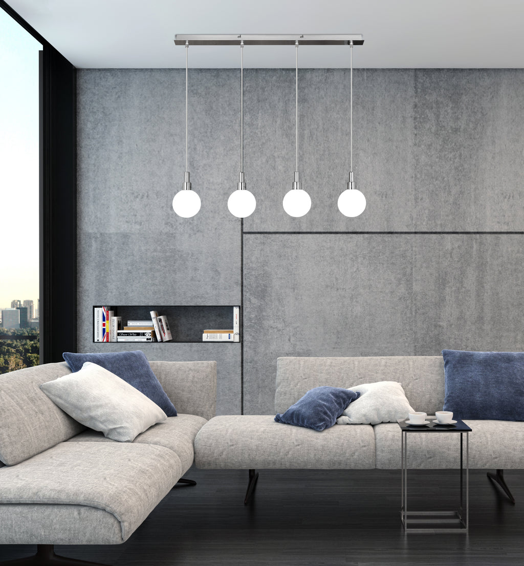 Maldus lampa wisząca chromowy 4x40W G9 klosz biały