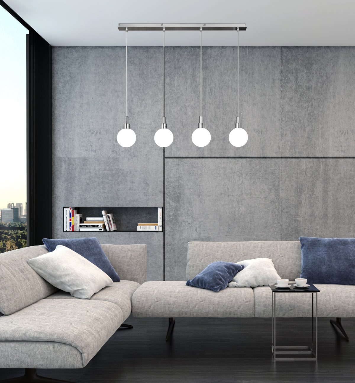 Maldus lampa wisząca chromowy 4x40W G9 klosz biały