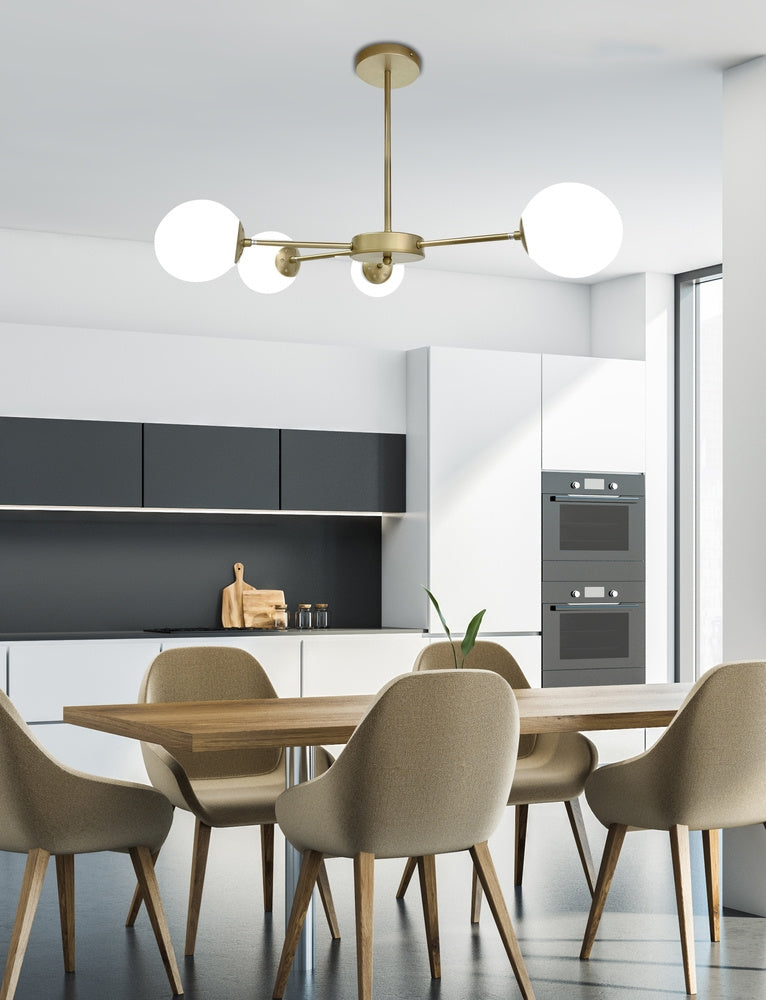 Mati lampa wisząca mosiądz 4x20W G9 klosz biały