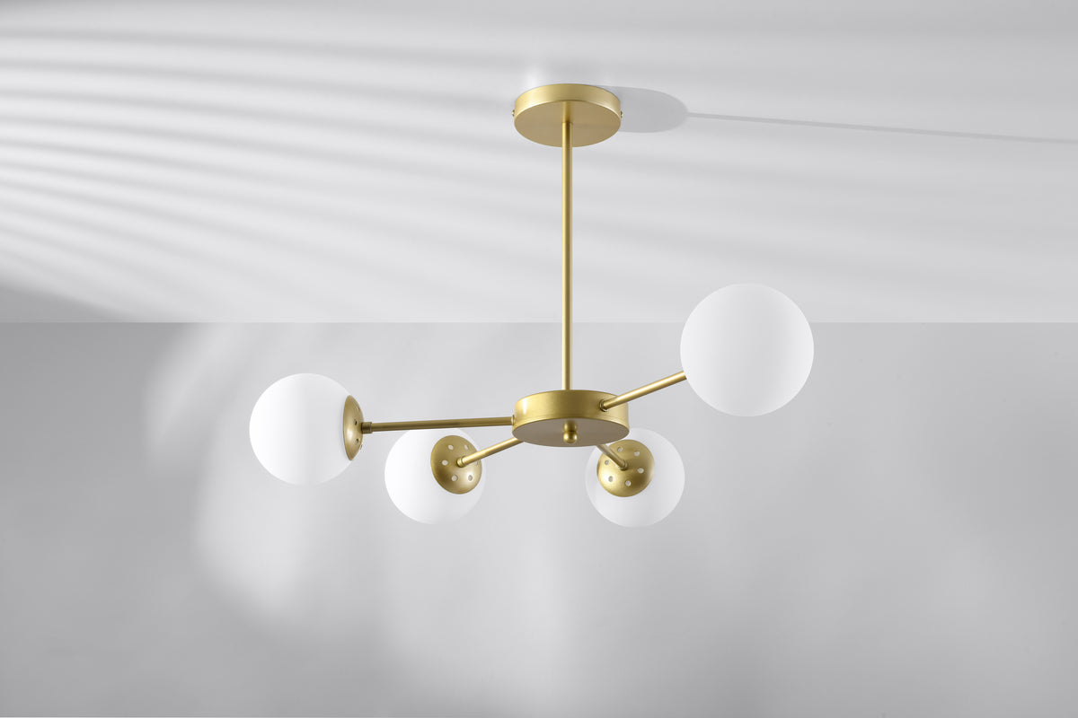 Mati lampa wisząca mosiądz 4x20W G9 klosz biały