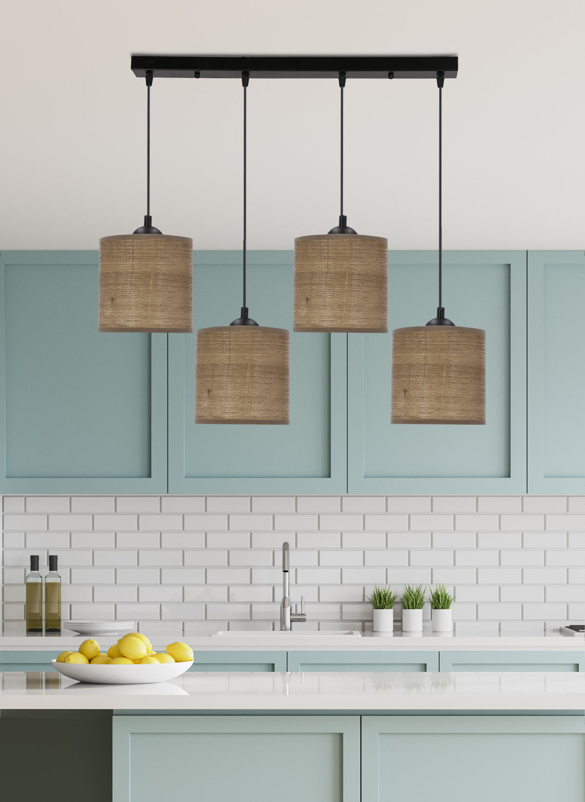 LEGNO lampa wisząca czarny 15 4x40W E27 abażur orzechowy